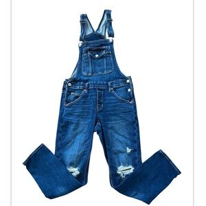 American Eagle Tomgirl Overalls Womens Small Distressed Denim Medium Wash Blue